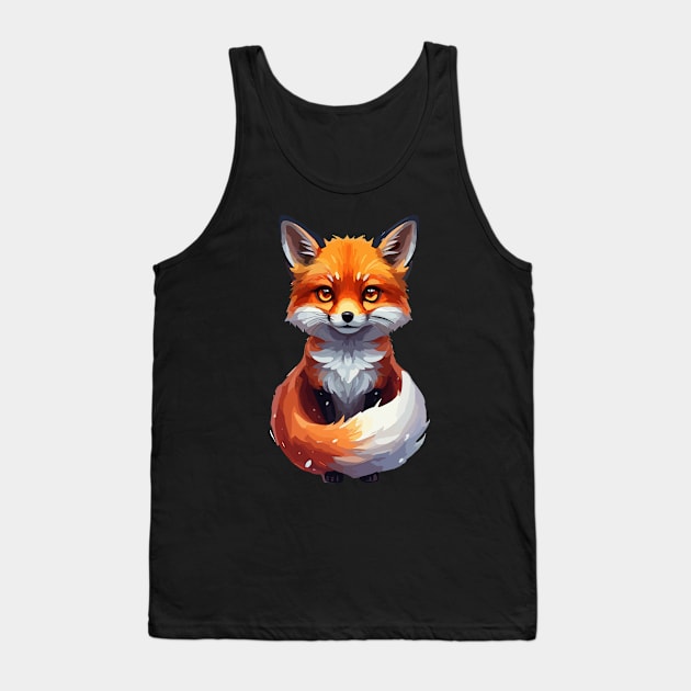 Cute Fox Art Illustration Tank Top by Art-Jiyuu